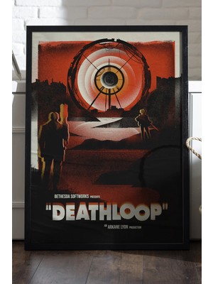 Duvarda Deathloop Siyah Ahşap Çerçeveli Poster, Dekoratif Oyun Duvar Tablosu