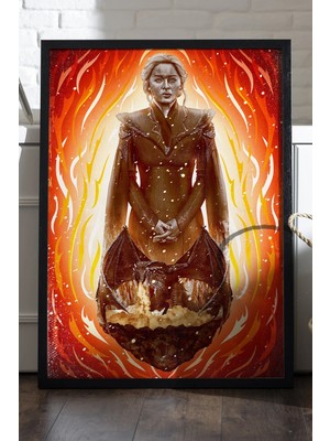 Duvarda Game Of Thrones Siyah Ahşap Çerçeveli Poster, Dekoratif Dizi Duvar Tablosu