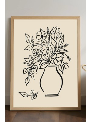 Duvarda Vase Ahşap Çerçeveli Poster, Dekoratif Sanatsal Duvar Tablosu