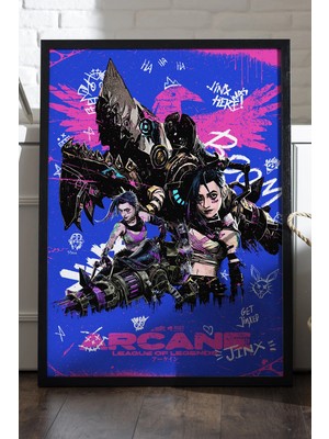 Duvarda Arcane Siyah Ahşap Çerçeveli Poster, Dekoratif Oyun Duvar Tablosu