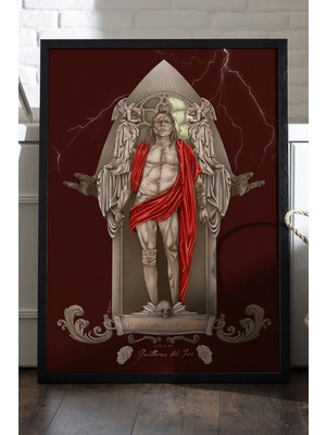 Duvarda Frankenstein Siyah Ahşap Çerçeveli Poster, Dekoratif Film Duvar Tablosu