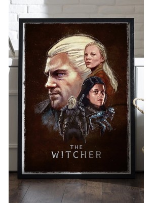 Duvarda The Witcher Siyah Ahşap Çerçeveli Poster, Dizi Duvar Tablosu