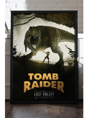 Duvarda Tomb Raider Siyah Ahşap Çerçeveli Poster, Dekoratif Oyun Duvar Tablosu