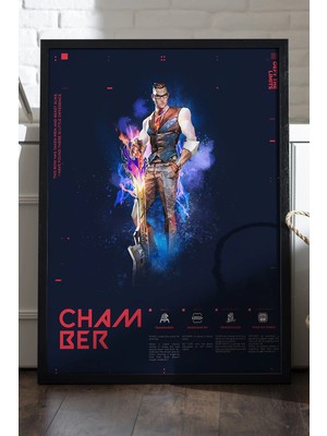 Duvarda Valorant Chamber Siyah Ahşap Çerçeveli Poster, Dekoratif Oyun Duvar Tablosu