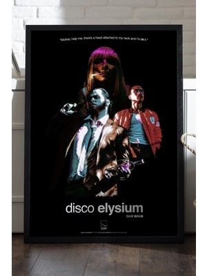 Duvarda Disco Elysium Siyah Ahşap Çerçeveli Poster, Dekoratif Oyun Duvar Tablosu