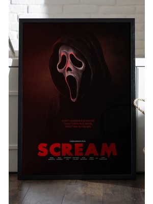 Duvarda Scream Siyah Ahşap Çerçeveli Poster, Film Duvar Tablosu