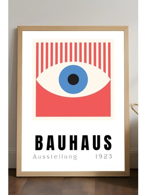 Duvarda Bauhaus Doğal Ahşap Çerçeveli Poster, Dekoratif Sanatsal Duvar Tablosu