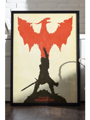 Duvarda Dragon Age Siyah Ahşap Çerçeveli Poster, Dekoratif Oyun Duvar Tablosu