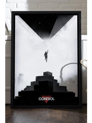 Duvarda Control Siyah Ahşap Çerçeveli Poster, Dekoratif Oyun Duvar Tablosu