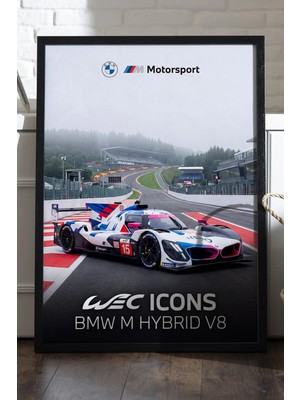 Duvarda Bmw M Hybrid Siyah Ahşap Çerçeveli Poster, Dekoratif Araba Duvar Tablosu