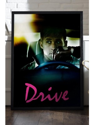 Duvarda Drive Siyah Ahşap Çerçeveli Poster, Dekoratif Film Duvar Tablosu