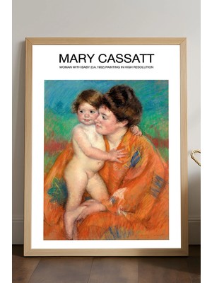 Duvarda Mary Cassatt Doğal Ahşap Çerçeveli Poster, Dekoratif Sanatsal Duvar Tablosu