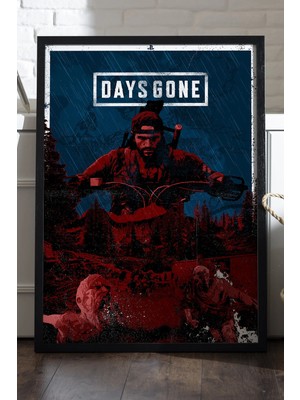 Duvarda Days Gone Siyah Ahşap Çerçeveli Poster, Dekoratif Oyun Duvar Tablosu