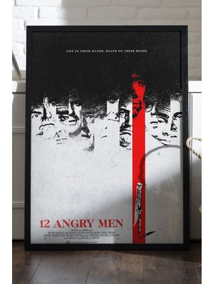 Duvarda 12 Angry Men Siyah Ahşap Çerçeveli Poster, Dekoratif Film Duvar Tablosu
