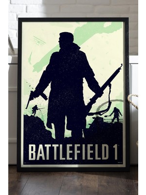 Duvarda Battlefield Siyah Ahşap Çerçeveli Poster, Dekoratif Oyun Duvar Tablosu