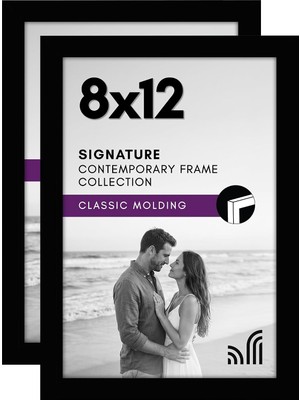 NY Home 8X12 Siyah Resim Çerçevesi - Kırılmaz Camlı Kompozit Ahşap - Duvar ve Masa Üstü Için Yatay ve Dikey Biçimler (2'li Paket)