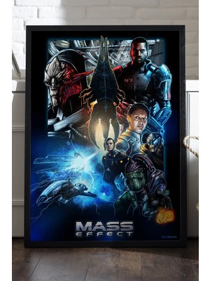 Duvarda Mass Effect Siyah Ahşap Çerçeveli Poster, Dekoratif Oyun Duvar Tablosu