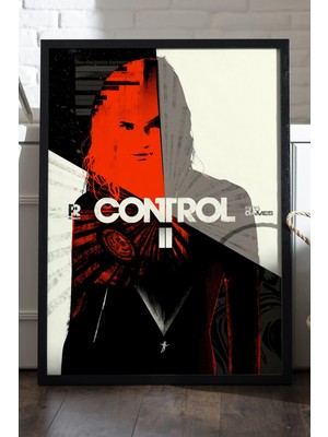 Duvarda Control Siyah Ahşap Çerçeveli Poster, Dekoratif Oyun Duvar Tablosu