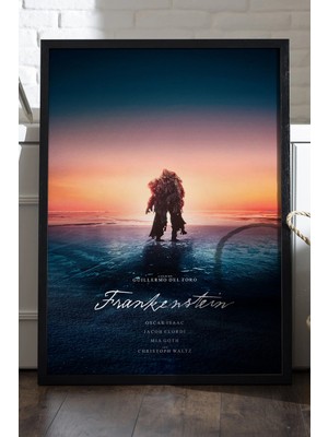 Duvarda Frankenstein Siyah Ahşap Çerçeveli Poster, Film Duvar Tablosu
