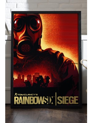 Duvarda Rainbow Six Siege Siyah Ahşap Çerçeveli Poster, Dekoratif Oyun Duvar Tablosu