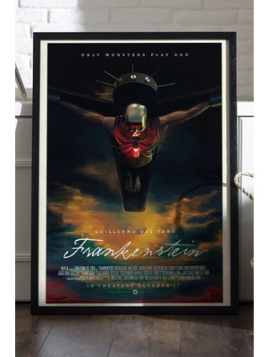 Duvarda Frankenstein Siyah Ahşap Çerçeveli Poster, Film Duvar Tablosu