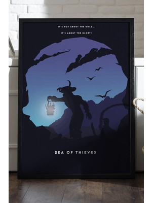 Duvarda Sea Of Thieves Siyah Ahşap Çerçeveli Poster, Dekoratif Oyun Duvar Tablosu