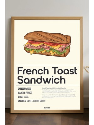 Duvarda French Toast Ahşap Çerçeveli Poster, Dekoratif Mutfak Duvar Tablosu