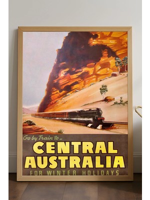 Duvarda Australia Doğal Ahşap Çerçeveli Poster, Dekoratif Seyahat Duvar Tablosu