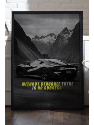 Duvarda Araba Motivasyon Siyah Ahşap Çerçeveli Poster, Dekoratif Araba Duvar Tablosu