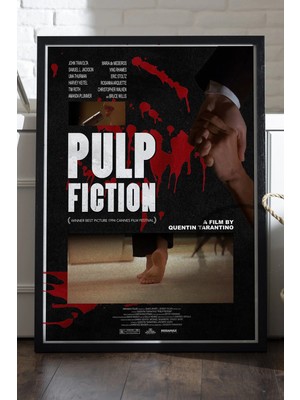 Duvarda Pulp Fiction Siyah Ahşap Çerçeveli Poster, Dekoratif Film Duvar Tablosu