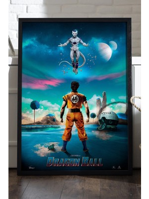 Duvarda Dragon Ball Siyah Ahşap Çerçeveli Poster, Anime Duvar Tablosu