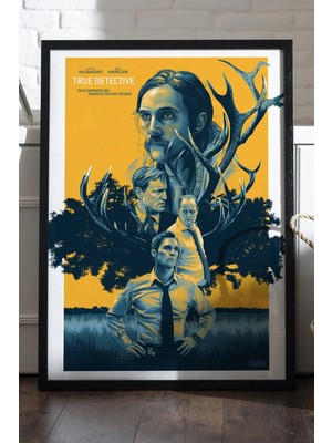 Duvarda True Detective Siyah Ahşap Çerçeveli Poster, Film Duvar Tablosu
