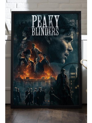 Duvarda Peaky Blinders Siyah Ahşap Çerçeveli Poster, Dizi Duvar Tablosu