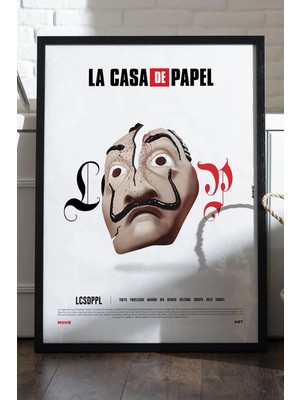 Duvarda La Casa De Papel Siyah Ahşap Çerçeveli Poster, Dizi Duvar Tablosu
