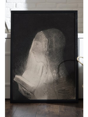 Duvarda Veiled Truth Siyah Ahşap Çerçeveli Poster, Dekoratif Soyut Monokrom Duvar Tablosu