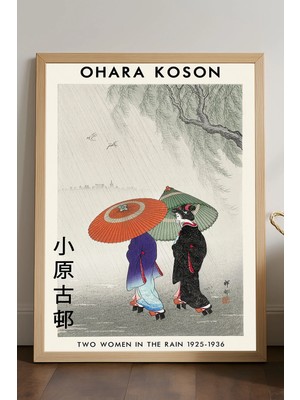 Duvarda Ohara Koson Doğal Ahşap Çerçeveli Poster, Dekoratif Sanatsal Duvar Tablosu