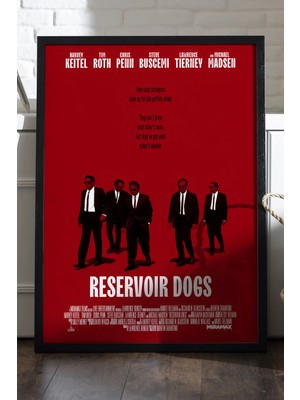 Duvarda Rezervuar Köpekleri Siyah Ahşap Çerçeveli Poster, Film Duvar Tablosu