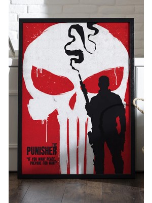 Duvarda Punisher Siyah Ahşap Çerçeveli Poster, Film Duvar Tablosu