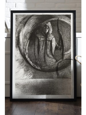 Duvarda Circular Fate Siyah Ahşap Çerçeveli Poster, Dekoratif Soyut Monokrom Duvar Tablosu