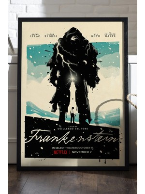 Duvarda Frankenstein Siyah Ahşap Çerçeveli Poster, Film Duvar Tablosu