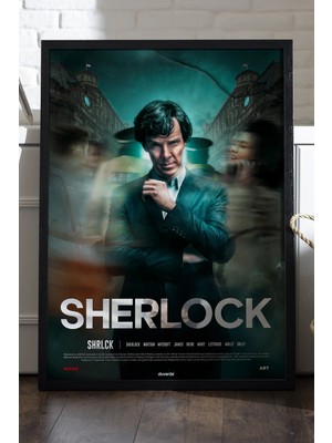 Duvarda Sherlock Siyah Ahşap Çerçeveli Poster, Dizi Duvar Tablosu