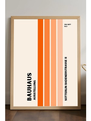 Duvarda Bauhaus Doğal Ahşap Çerçeveli Poster, Dekoratif Sanatsal Duvar Tablosu