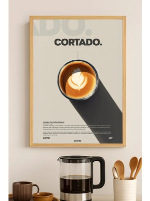 Duvarda Cortado Kahve Doğal Ahşap Çerçeveli Poster, Dekoratif Duvar Tablosu