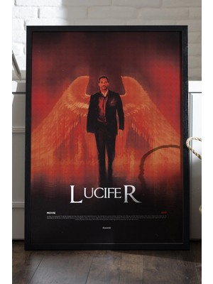 Duvarda Lucifer Siyah Ahşap Çerçeveli Poster, Dizi Duvar Tablosu