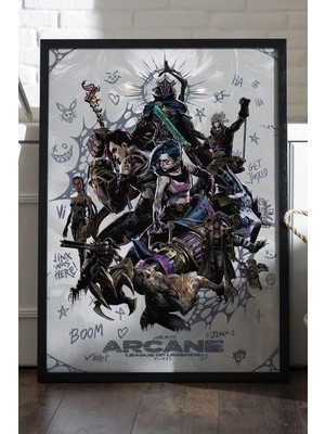 Duvarda Arcane Siyah Ahşap Çerçeveli Poster, Dekoratif Oyun Duvar Tablosu