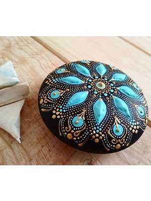 NY Home Mandalart Fabric Dot Taş Görünümlü Ahşap 10 * 10 cm