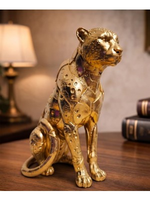 Hediyehanem Çita - Jaguar Biblo Dekor Masa Dekoru Çita Heykel 15 cm - Ev ve Ofis Dekorasyonu
