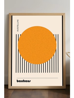 Duvarda Bauhaus Doğal Ahşap Çerçeveli Poster, Dekoratif Sanatsal Duvar Tablosu
