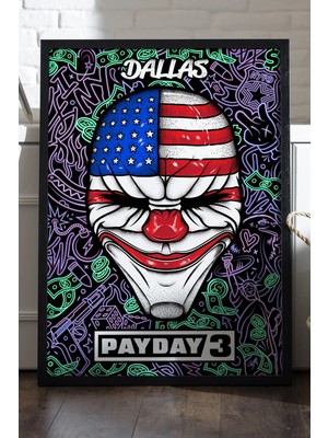 Duvarda Payday Siyah Ahşap Çerçeveli Poster, Dekoratif Oyun Duvar Tablosu