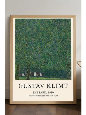 Duvarda Gustav Klimt Doğal Ahşap Çerçeveli Poster, Dekoratif Sanatsal Duvar Tablosu